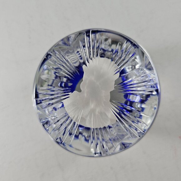 Cristal d’Albret 1967 Christopher Columbus Sulphide Paperweight Faceted Blue - Picture 6 of 8